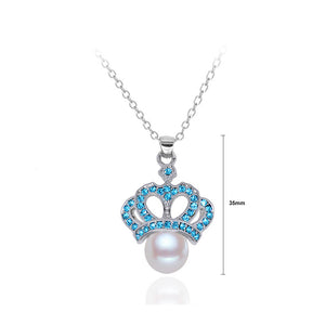 Crown Pendant with Blue Austrian Element Crystal and Fashion Pearl