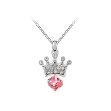 Load image into Gallery viewer, Fashion Crown Pendant with Rose Red Austrian Element Crystal and Necklace
