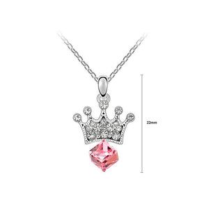 Fashion Crown Pendant with Rose Red Austrian Element Crystal and Necklace