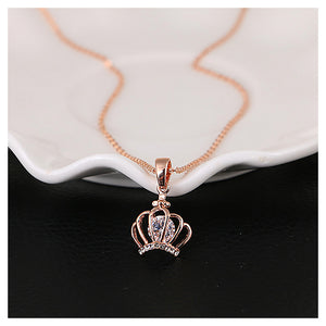 Fashion Crown Pendant with Cubic Zircon and Necklace