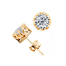 Load image into Gallery viewer, Fashion Crown Stud Earrings with White Cubic Zircon