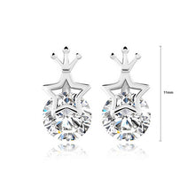 Load image into Gallery viewer, 925 Sterling Silver Star Crown Stud Earrings with Cubic Zircon