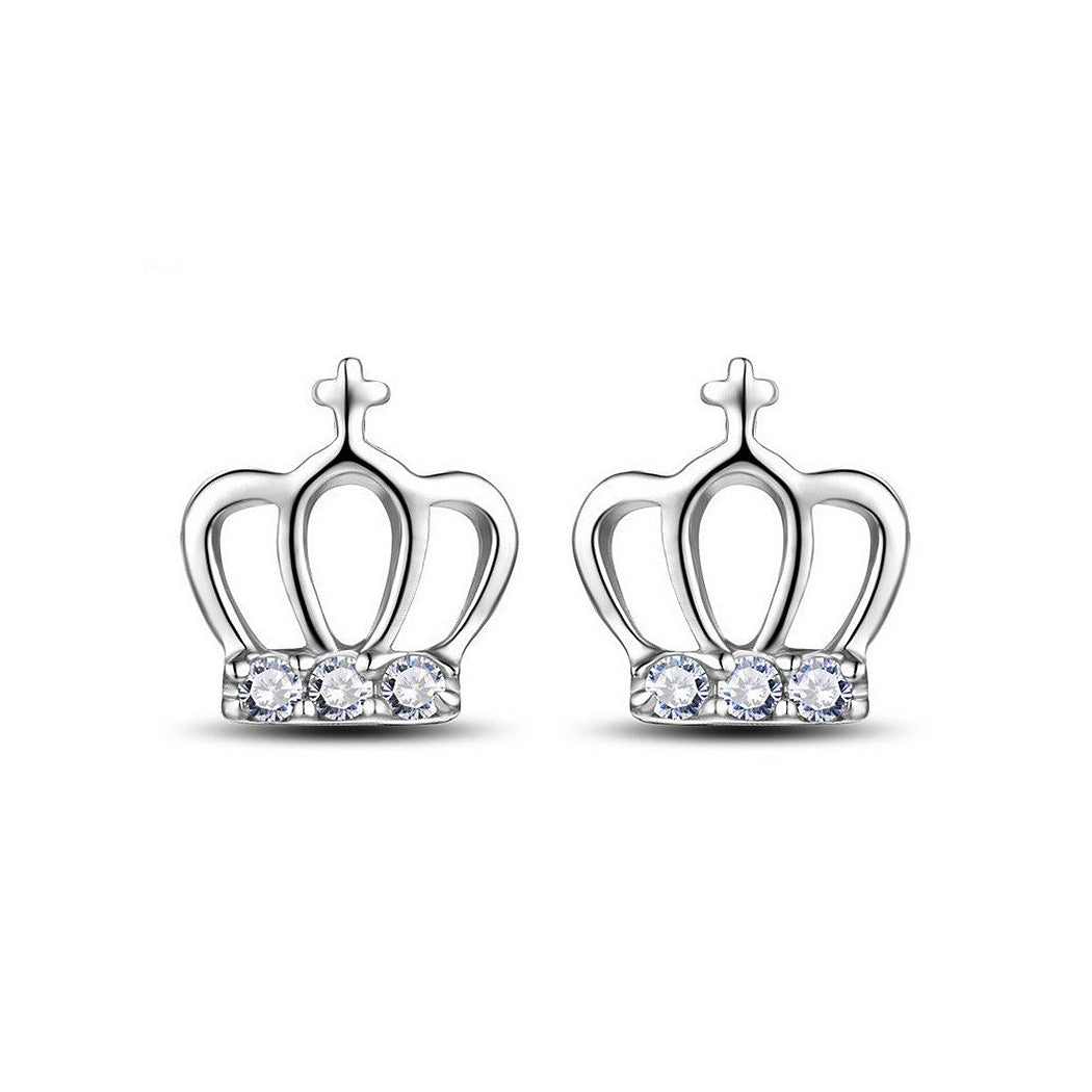 Exquisite Crown Stud Stud Earrings with Austrian Element Crystal