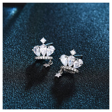 Load image into Gallery viewer, 925 Sterling Silver Crown Stud Earrings with Cubic Zircon
