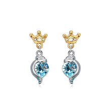 Load image into Gallery viewer, Fashion Crown Earrings with Blue Austrian Element Crystal