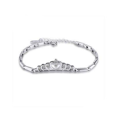 925 Sterling Silver Crown Bracelet with Austrian Element Crystal