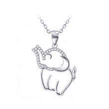 Load image into Gallery viewer, 925 Sterling Silver Elephant Pendant with White Cubic Zircon and Necklace