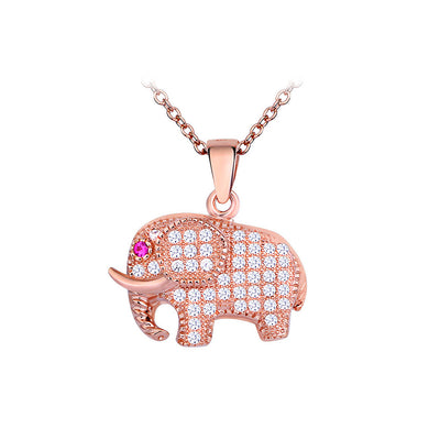 925 Sterling Silver Plated Rose Gold Elephant Pendant with Necklace