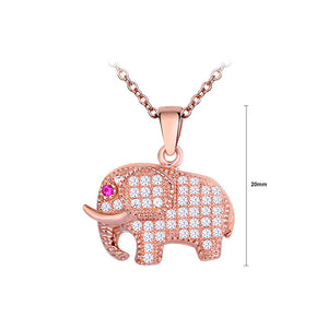 925 Sterling Silver Plated Rose Gold Elephant Pendant with Necklace