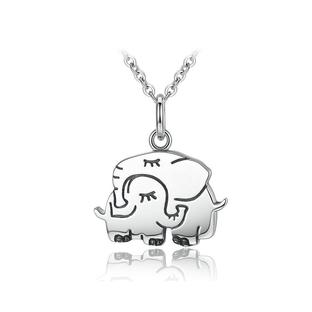 925 Sterling Silver Elephant Pendant with Necklace
