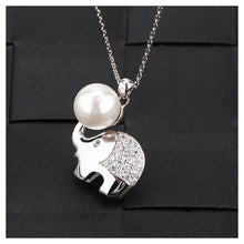 Load image into Gallery viewer, 925 Sterling Silver Elephant Pendant with Fashion Pearl and Necklace