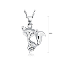 Load image into Gallery viewer, 925 Sterling Silver Fox Pendant with Austrian Element Crystal and Necklace