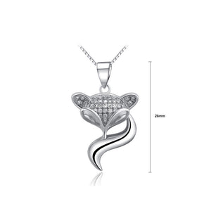 925 Sterling Silver Fox Pendant with Austrian Element Crystal and Necklace