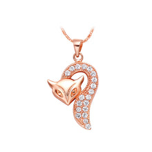 Load image into Gallery viewer, Fox Pendant with Austrian Element Crystal and Necklace