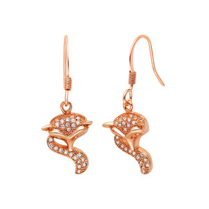 Plated Rose Gold Fox Earrings with Austrian Element Crystal