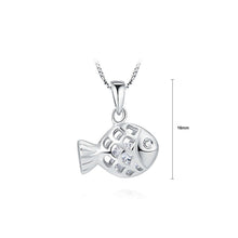 Load image into Gallery viewer, 925 Sterling Silver Fish Pendant with Austrian Element Crystal and Necklace