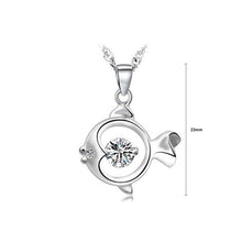 Load image into Gallery viewer, 925 Sterling Silver Fish Pendant with Cubic Zircon and Necklace