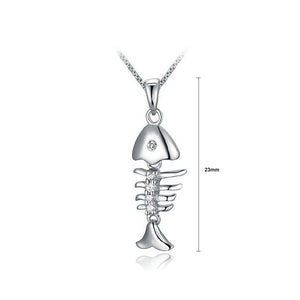 925 Sterling Silver Fish Pendant with Austrian Element Crystal and Necklace