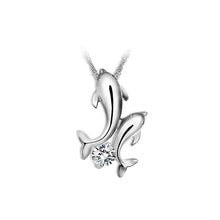 Load image into Gallery viewer, Cute Dolphin Pendant with White Cubic Zircon and Necklace