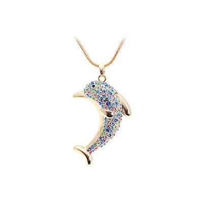 Fashion Dolphin Pendant with Austrian Element Crystal and Necklace