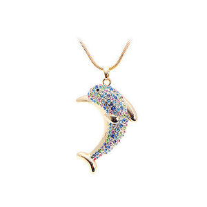 Fashion Dolphin Pendant with Austrian Element Crystal and Necklace