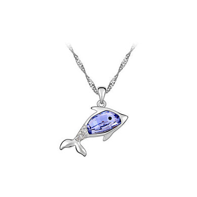 Cute Dolphin Pendant with Austrian Element Crystal and Necklace