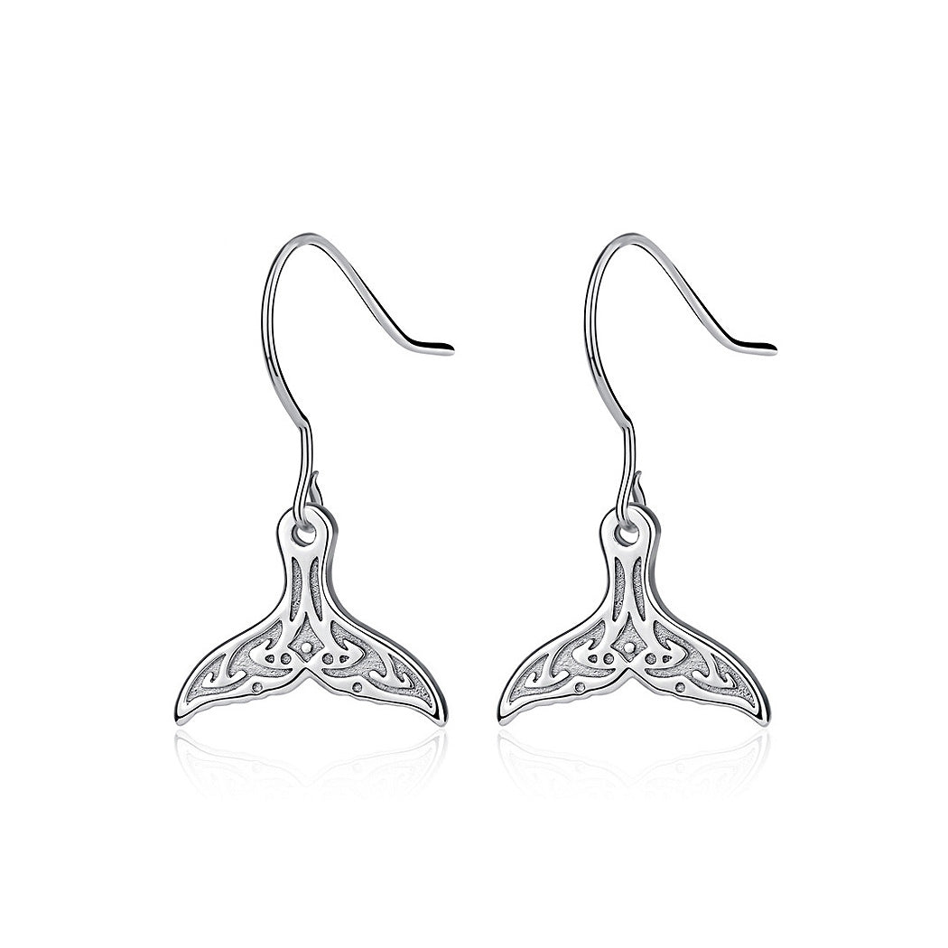 925 Sterling Silver Fish Tail Earrings