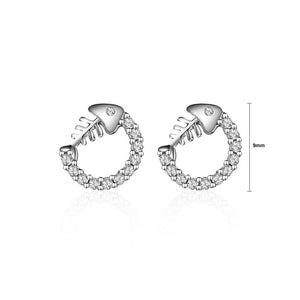 925 Sterling Silver Fish Bone Stud Earrings
