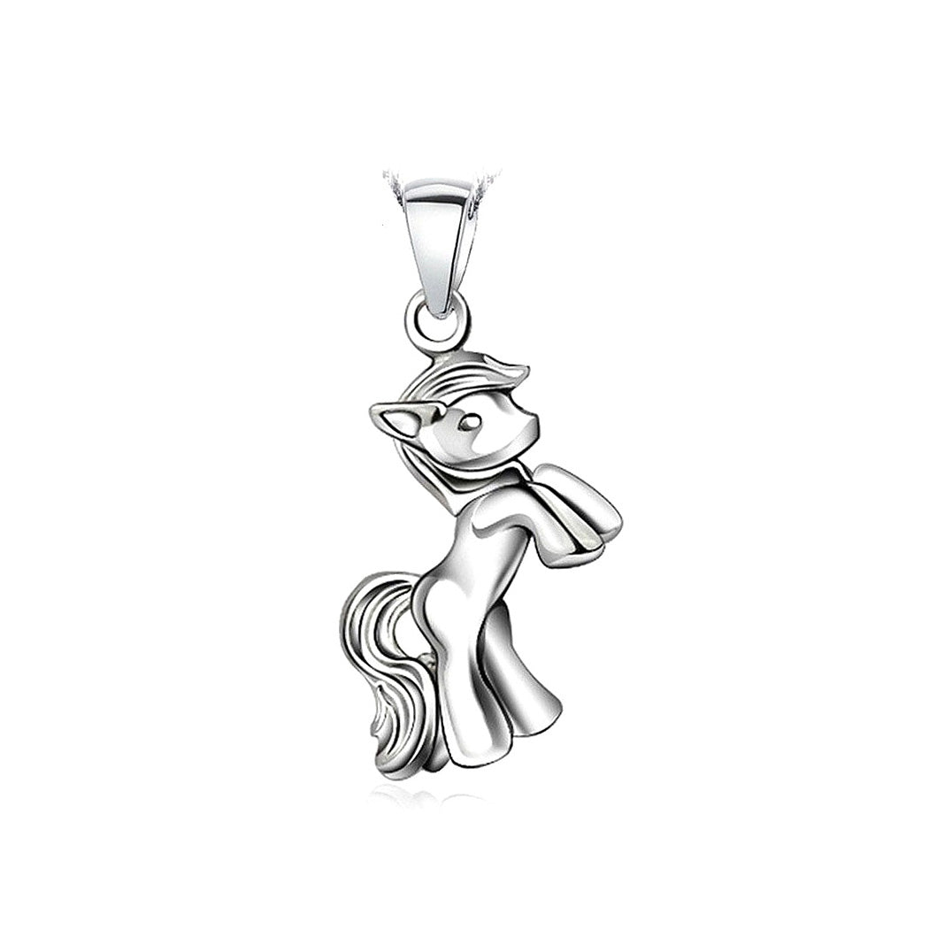 925 Sterling Silver Pony Pendant with Necklace