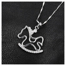 Load image into Gallery viewer, 925 Sterling Silver Pony Pendant with Austrian Element Crystal and Necklace