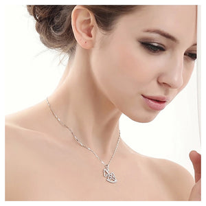 925 Sterling Silver Pony Pendant with Austrian Element Crystal and Necklace