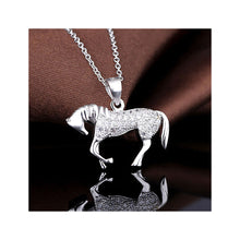 Load image into Gallery viewer, 925 Sterling Silver Pony Pendant with Austrian Element Crystal and Necklace