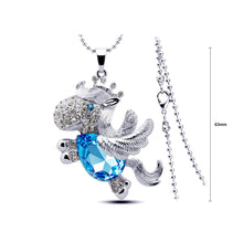 Load image into Gallery viewer, Cute Pony Pendant with Blue Austrian Element Crystal and Necklace