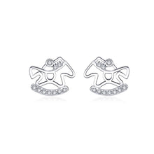 Load image into Gallery viewer, 925 Sterling Silver Pony Stud Earrings with Austrian Element Crystal