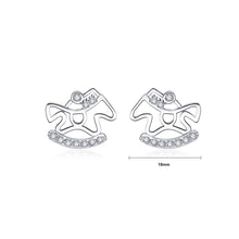 Load image into Gallery viewer, 925 Sterling Silver Pony Stud Earrings with Austrian Element Crystal