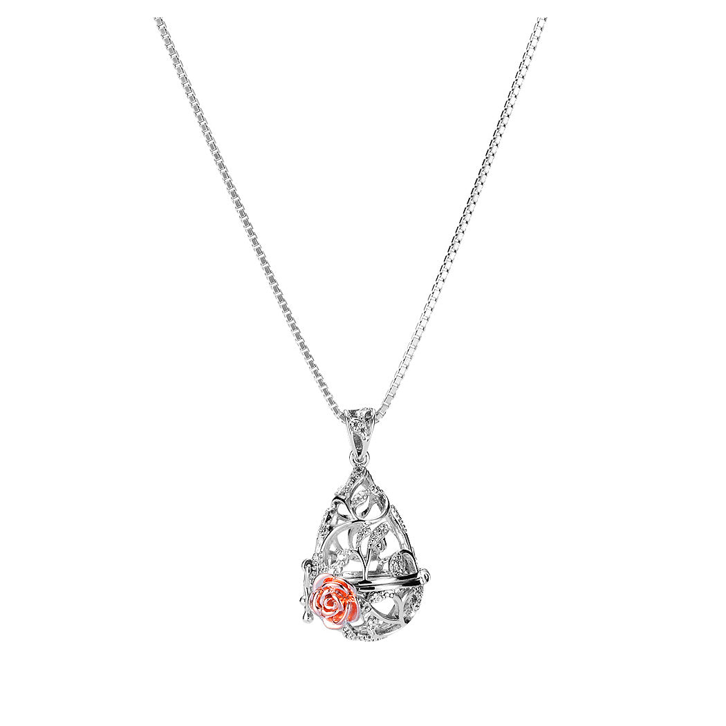 925 Sterling Silver Life of Tree & Rose Pendant with necklace