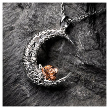 Load image into Gallery viewer, 925 Sterling Silver Rose on the Moon Pendant with horoscope necklace - Aries