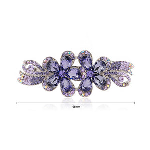 Two Flower Hairpin with Purple Austrian Element Crystal