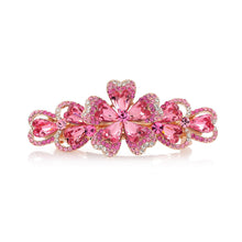 Load image into Gallery viewer, Plated 18K Gold Flower Hairpin with Rose Red Austrian Element Crystal