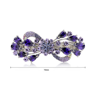 Elegant Flower Hairpin with Purple Austrian Element Crystal