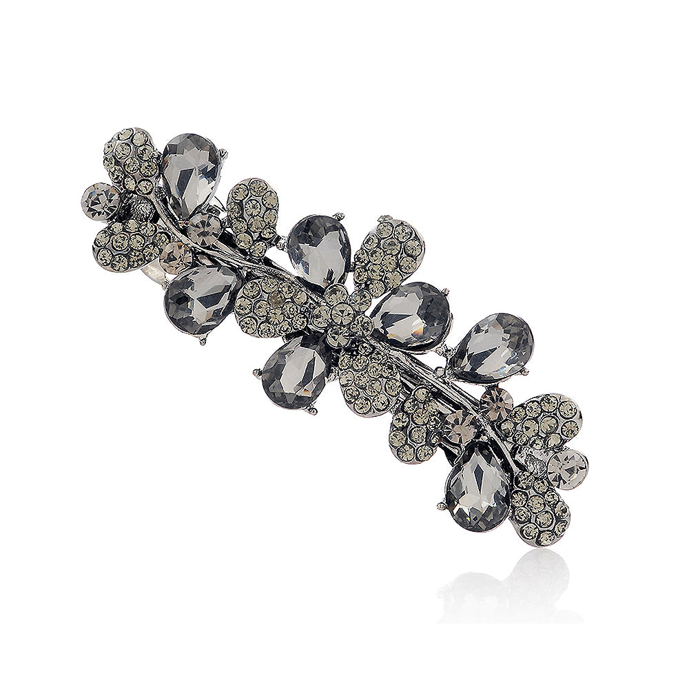Flower Hairpin with Gray Austrian Element Crystal