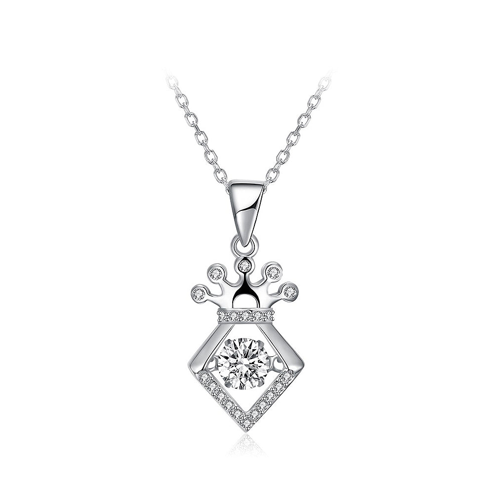 925 Sterling Silver Crown Pendant with Austrian Element Crystal and Necklace