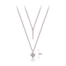 Load image into Gallery viewer, 925 Sterling Silver Plated Rose Gold Double-layered Column Necklace with Austrian Element Crystal