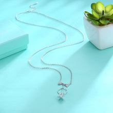 Load image into Gallery viewer, 925 Sterling Silver Bow Necklace with White Austrian Element Crystal - Glamorousky
