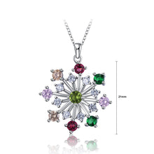 Load image into Gallery viewer, 925 Sterling Silver Snowflake Pendant with Colored Austrian Element Crystal and Necklace