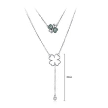 Load image into Gallery viewer, 925 Sterling Silver Four-clover Necklace with Green Austrian Element Crystal