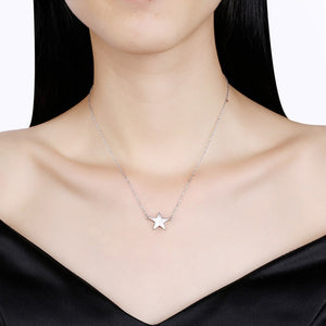 925 Sterling Silver Star Necklace with Austrian Element Crystal