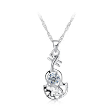 Load image into Gallery viewer, 925 Sterling Silver Enamel Pendant with White Austrian Element Crystal and Necklace