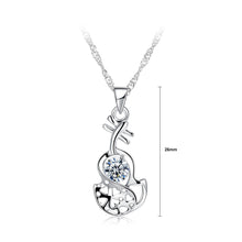 Load image into Gallery viewer, 925 Sterling Silver Enamel Pendant with White Austrian Element Crystal and Necklace
