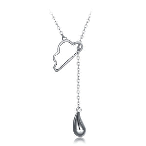 Simple 925 Sterling Silver Cloud Water Drop Necklace
